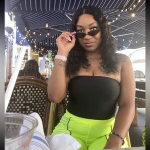 Neon Yellow Ruched Shorts